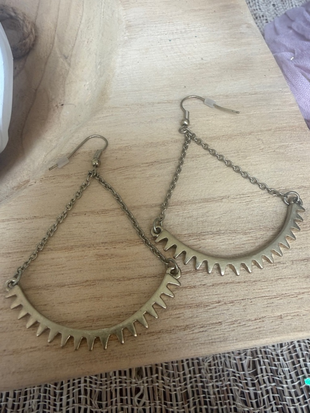 Boho Sun / Tribal Dangle Gold Tone Earrings